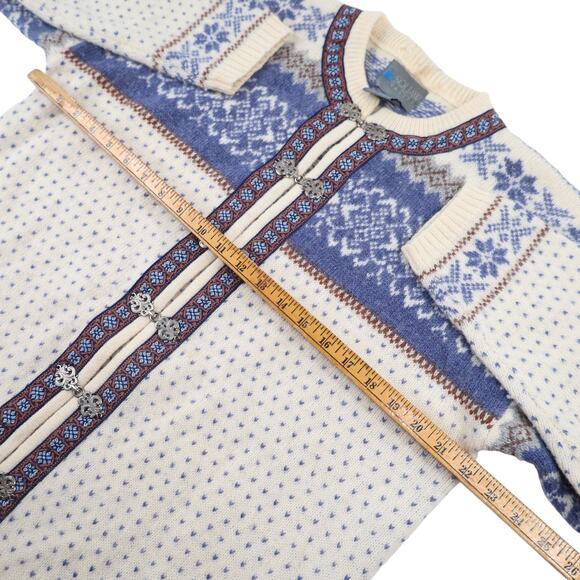 Vintage Squaw Valley Nordic Snowflake Metal Clasp Wool Sweater - Picture 7 of 8